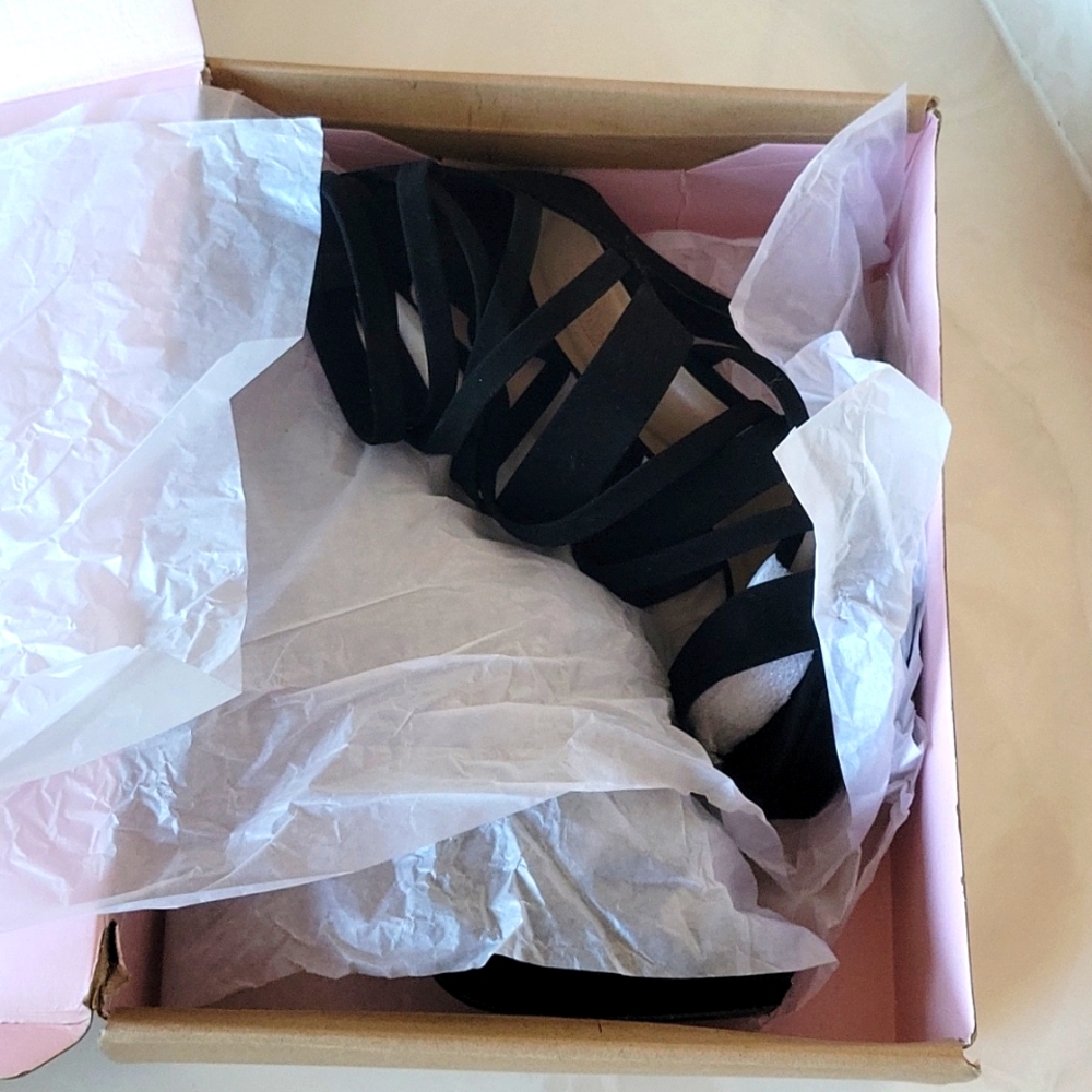 Charlotte Russe Black Suede Caged Heels - Picture 7 of 10